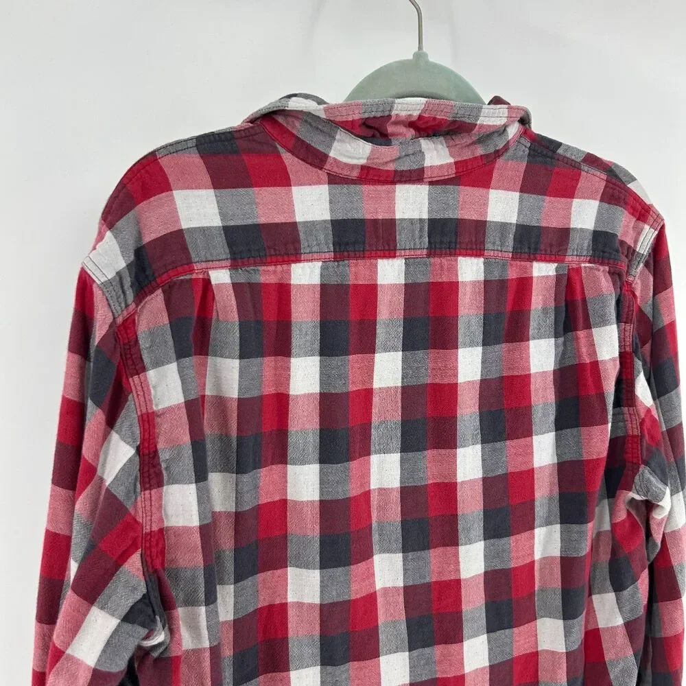 Vintage J.Crew Plaid Workshirt Men’s M 100% Cotton Red Black Button Up Top